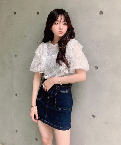 titty＆Co. PETIT by poyo（ティティーアンドコープティバイポヨ）の「【titty&Co.PETIT by POYO】フラワーレースレイヤードブラウス（シャツ/ブラウス・レディース・オフホワイト/ブラック・FREE）」の16枚目の写真