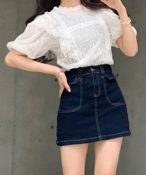 titty＆Co. PETIT by poyo（ティティーアンドコープティバイポヨ）の「【titty&Co.PETIT by POYO】フラワーレースレイヤードブラウス（シャツ/ブラウス・レディース・オフホワイト/ブラック・FREE）」の17枚目の写真