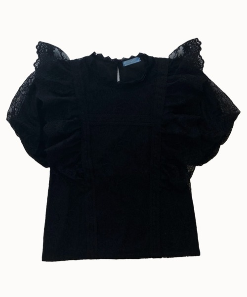 titty＆Co. PETIT by poyo（ティティーアンドコープティバイポヨ）の「【titty&Co.PETIT by POYO】フラワーレースレイヤードブラウス（シャツ/ブラウス・レディース・オフホワイト/ブラック・FREE）」の18枚目の写真