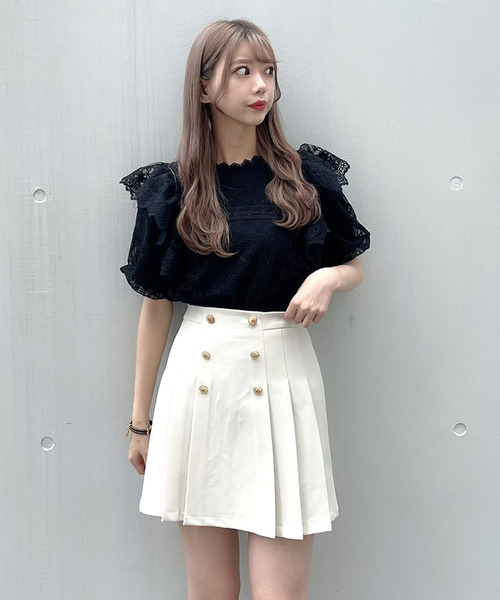 titty＆Co. PETIT by poyo（ティティーアンドコープティバイポヨ）の「【titty&Co.PETIT by POYO】フラワーレースレイヤードブラウス（シャツ/ブラウス・レディース・オフホワイト/ブラック・FREE）」の20枚目の写真