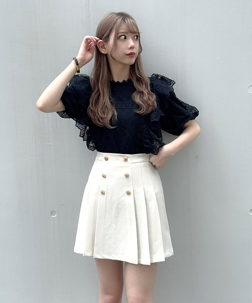 titty＆Co. PETIT by poyo（ティティーアンドコープティバイポヨ）の「【titty&Co.PETIT by POYO】フラワーレースレイヤードブラウス（シャツ/ブラウス・レディース・オフホワイト/ブラック・FREE）」の21枚目の写真