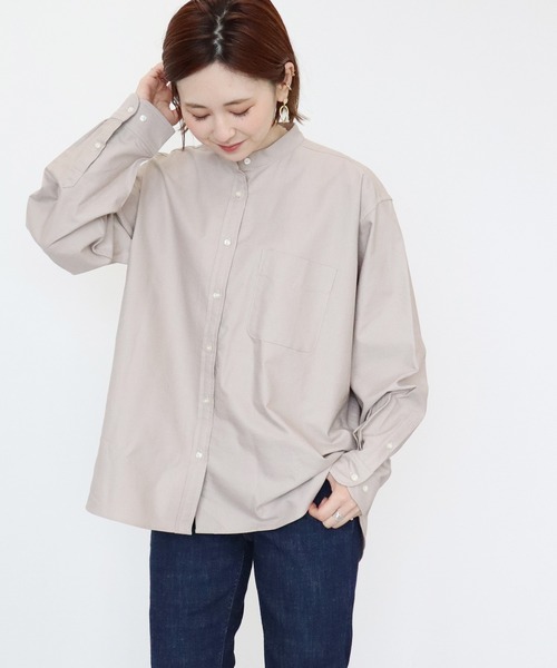 AMERICAN HOLIC（アメリカンホリック）の「【WEB限定】綿オックスシャツ（シャツ/ブラウス・レディース・グレー/オフホワイト/カーキ/サックスブルー/ピンクベージュ・M/L）」の5枚目の写真