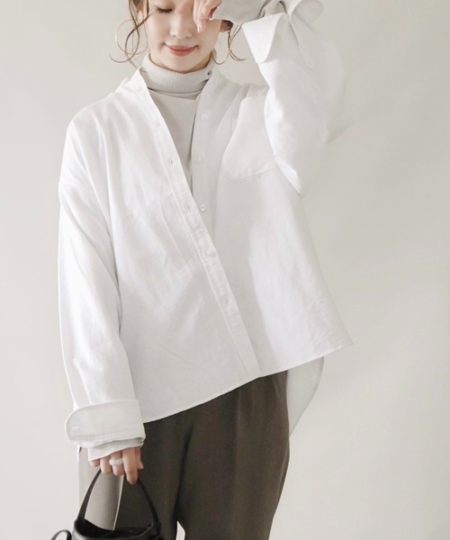 AMERICAN HOLIC（アメリカンホリック）の「【WEB限定】綿オックスシャツ（シャツ/ブラウス・レディース・グレー/オフホワイト/カーキ/サックスブルー/ピンクベージュ・M/L）」の3枚目の写真