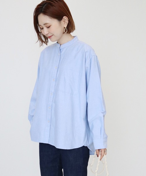 AMERICAN HOLIC（アメリカンホリック）の「【WEB限定】綿オックスシャツ（シャツ/ブラウス・レディース・グレー/オフホワイト/カーキ/サックスブルー/ピンクベージュ・M/L）」の4枚目の写真