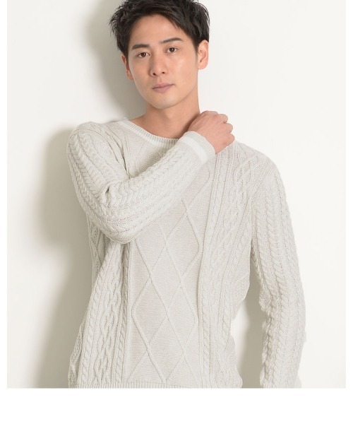 GOSTAR DE FUGA（ゴスタール ジフーガ）の「『GOSTAR DE FUGA』ケーブルラインプルオーバー長袖ニット（ニット/セーター・メンズ・ネイビー/グレー系その他・M/L）」の9枚目の写真