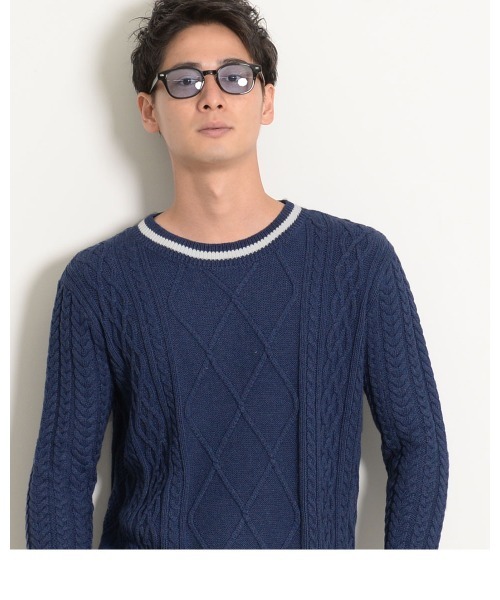 GOSTAR DE FUGA（ゴスタール ジフーガ）の「『GOSTAR DE FUGA』ケーブルラインプルオーバー長袖ニット（ニット/セーター・メンズ・ネイビー/グレー系その他・M/L）」の6枚目の写真