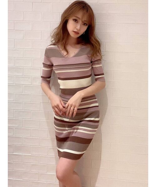 RESEXXY（リゼクシー）の「リブニット五分袖ワンピース（ワンピース・レディース・ブラック/ピンク/その他/モカ/その他1・SMALL/MEDIUM）」の4枚目の写真