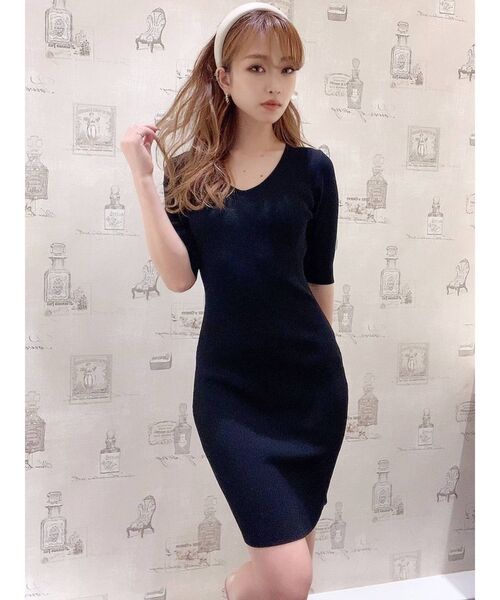 RESEXXY（リゼクシー）の「リブニット五分袖ワンピース（ワンピース・レディース・ブラック/ピンク/その他/モカ/その他1・SMALL/MEDIUM）」の7枚目の写真