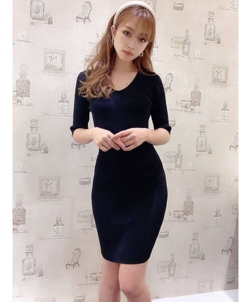 RESEXXY（リゼクシー）の「リブニット五分袖ワンピース（ワンピース・レディース・ブラック/ピンク/その他/モカ/その他1・SMALL/MEDIUM）」の6枚目の写真