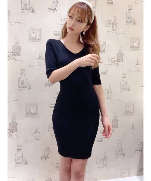 RESEXXY（リゼクシー）の「リブニット五分袖ワンピース（ワンピース・レディース・ブラック/ピンク/その他/モカ/その他1・SMALL/MEDIUM）」の8枚目の写真