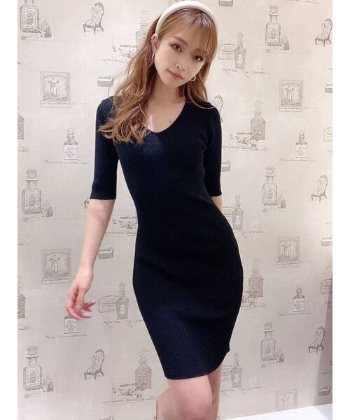 RESEXXY（リゼクシー）の「リブニット五分袖ワンピース（ワンピース・レディース・ブラック/ピンク/その他/モカ/その他1・SMALL/MEDIUM）」の9枚目の写真