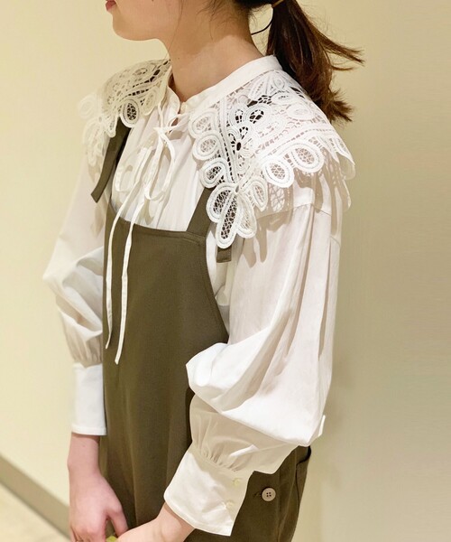 NOLLEY’S(ノーリーズ)の「レースカラー付ロングシャツ(シャツ/ブラウス・レディース・ホワイト/チャコールグレー・38)」の18枚目の写真