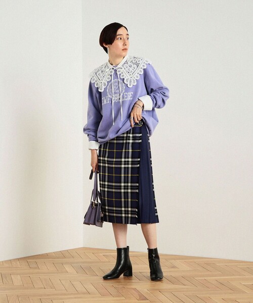 NOLLEY’S(ノーリーズ)の「レースカラー付ロングシャツ(シャツ/ブラウス・レディース・ホワイト/チャコールグレー・38)」の9枚目の写真