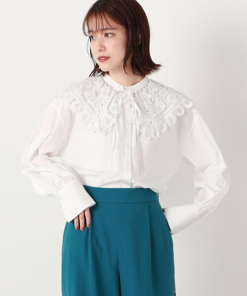 NOLLEY’S(ノーリーズ)の「レースカラー付ロングシャツ(シャツ/ブラウス・レディース・ホワイト/チャコールグレー・38)」の22枚目の写真