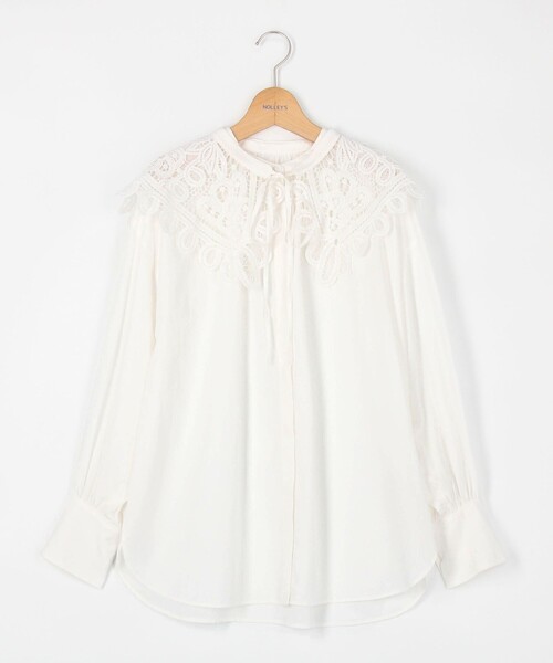 NOLLEY’S(ノーリーズ)の「レースカラー付ロングシャツ(シャツ/ブラウス・レディース・ホワイト/チャコールグレー・38)」の5枚目の写真