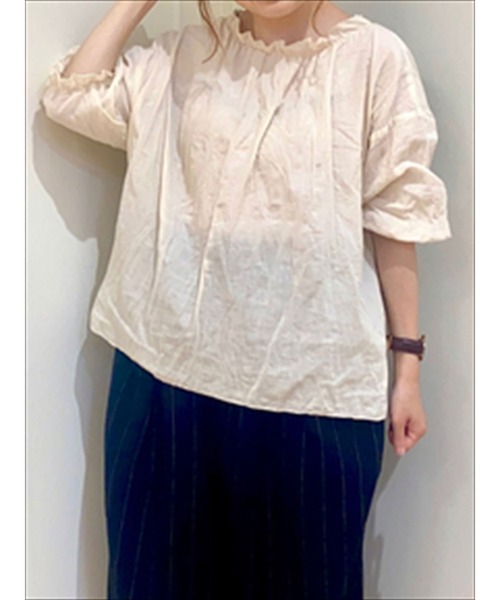 Samansa Mos2(サマンサ モスモス)の「クリンクル加工前後着ブラウス(シャツ/ブラウス・レディース・ピンク/モカ/キナリ・フリ-)」の2枚目の写真