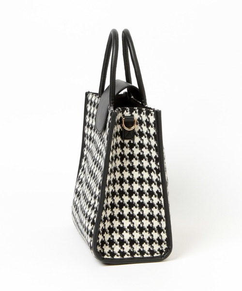 Heather(ヘザー)の「パイピングBOXトート 229086(ハンドバッグ・レディース・ブラック/ハウンドトゥース・ONE SIZE)」の8枚目の写真