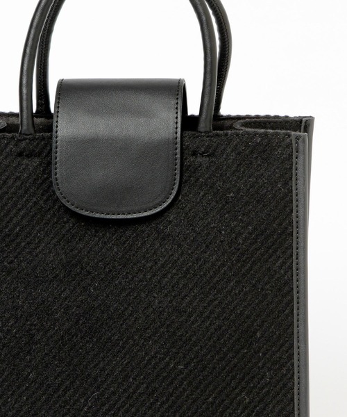 Heather(ヘザー)の「パイピングBOXトート 229086(ハンドバッグ・レディース・ブラック/ハウンドトゥース・ONE SIZE)」の6枚目の写真
