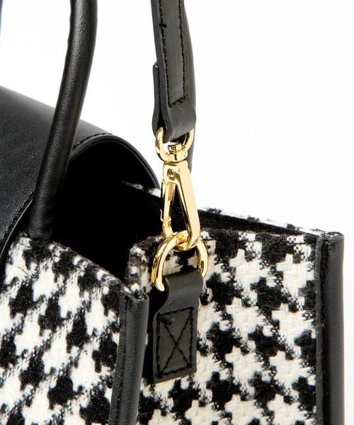 Heather(ヘザー)の「パイピングBOXトート 229086(ハンドバッグ・レディース・ブラック/ハウンドトゥース・ONE SIZE)」の5枚目の写真