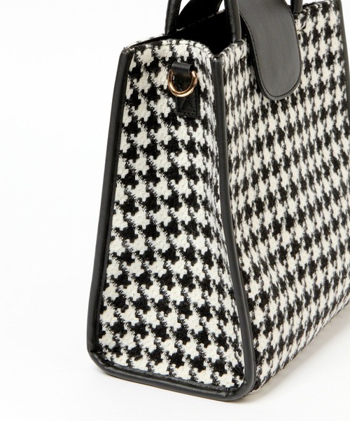 Heather(ヘザー)の「パイピングBOXトート 229086(ハンドバッグ・レディース・ブラック/ハウンドトゥース・ONE SIZE)」の9枚目の写真