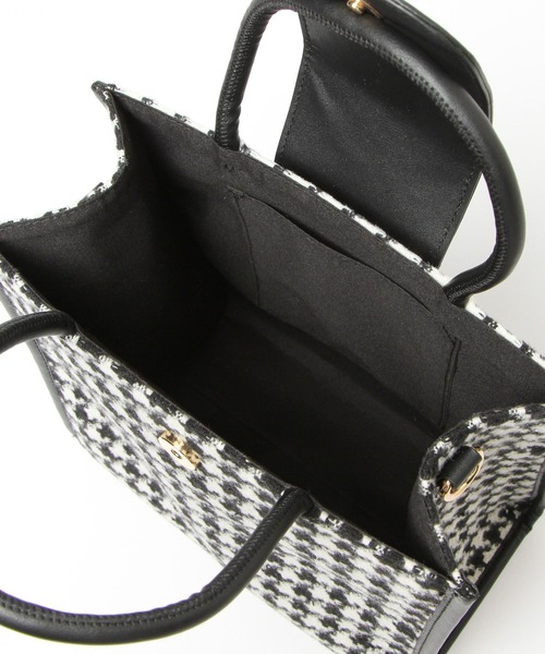 Heather(ヘザー)の「パイピングBOXトート 229086(ハンドバッグ・レディース・ブラック/ハウンドトゥース・ONE SIZE)」の12枚目の写真