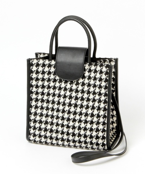 Heather(ヘザー)の「パイピングBOXトート 229086(ハンドバッグ・レディース・ブラック/ハウンドトゥース・ONE SIZE)」の19枚目の写真