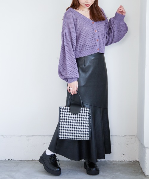 Heather(ヘザー)の「パイピングBOXトート 229086(ハンドバッグ・レディース・ブラック/ハウンドトゥース・ONE SIZE)」の17枚目の写真