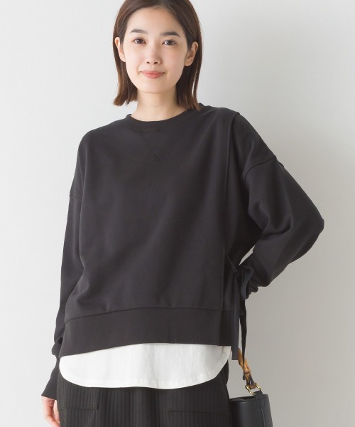 OMNES(オムネス)の「裏毛サイドリボンスウェットアンサンブル(Tシャツ/カットソー・レディース・モカ/ミント/ブラック/ベージュ・FREE)」の2枚目の写真