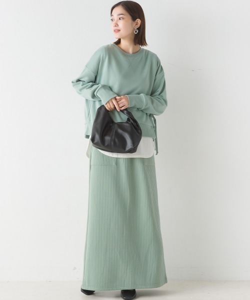 OMNES(オムネス)の「裏毛サイドリボンスウェットアンサンブル(Tシャツ/カットソー・レディース・モカ/ミント/ブラック/ベージュ・FREE)」の12枚目の写真