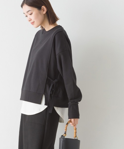 OMNES(オムネス)の「裏毛サイドリボンスウェットアンサンブル(Tシャツ/カットソー・レディース・モカ/ミント/ブラック/ベージュ・FREE)」の15枚目の写真