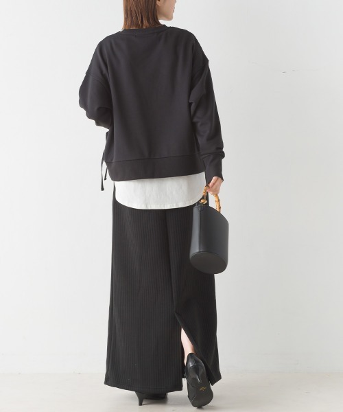 OMNES(オムネス)の「裏毛サイドリボンスウェットアンサンブル(Tシャツ/カットソー・レディース・モカ/ミント/ブラック/ベージュ・FREE)」の14枚目の写真