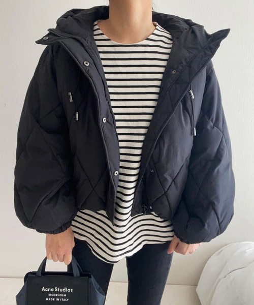 CIENA（シエナ）の「エコダウンダイヤキルティングジャケット（ダウンジャケット/コート・レディース・ブラック/ブルー/アイボリー/ミント/モカ/グレー系その他・FREE）」の3枚目の写真