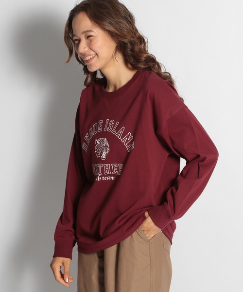 niko and...（ニコアンド）の「ヘビーコットンロゴロンＴ（Tシャツ/カットソー・レディース・オフホワイト/ボルドー/クリーム/チャコール・MEDIUM/LARGE）」の4枚目の写真