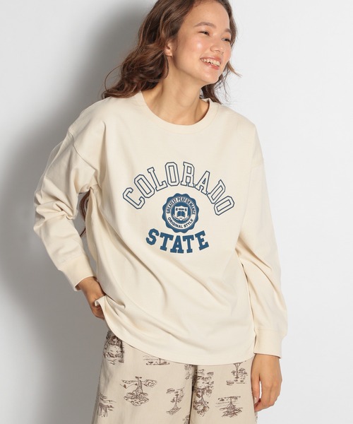 niko and...（ニコアンド）の「ヘビーコットンロゴロンＴ（Tシャツ/カットソー・レディース・オフホワイト/ボルドー/クリーム/チャコール・MEDIUM/LARGE）」の3枚目の写真