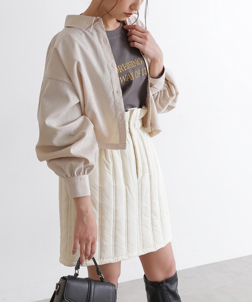 FREE'S MART（フリーズマート）の「◆ボリュームスリーブ短丈シャツ（シャツ/ブラウス・レディース・ホワイト/ブラウン系その他/ブラック系その他・FREE）」の2枚目の写真