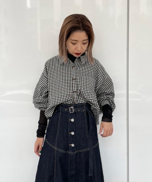 FREE'S MART（フリーズマート）の「◆ボリュームスリーブ短丈シャツ（シャツ/ブラウス・レディース・ホワイト/ブラウン系その他/ブラック系その他・FREE）」の12枚目の写真