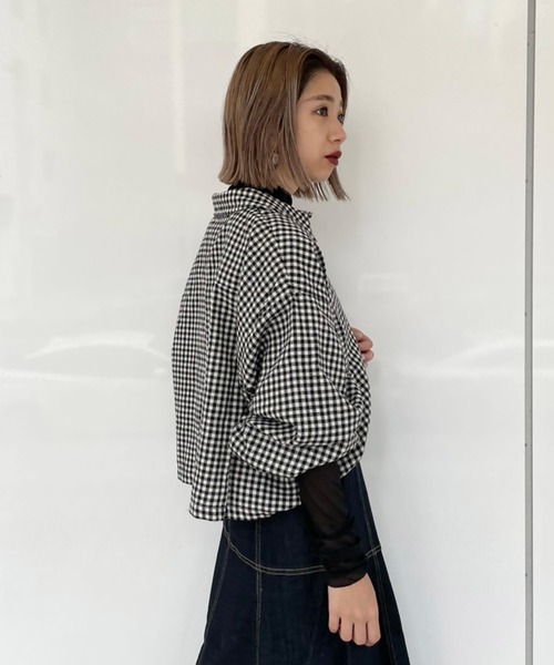 FREE'S MART（フリーズマート）の「◆ボリュームスリーブ短丈シャツ（シャツ/ブラウス・レディース・ホワイト/ブラウン系その他/ブラック系その他・FREE）」の11枚目の写真