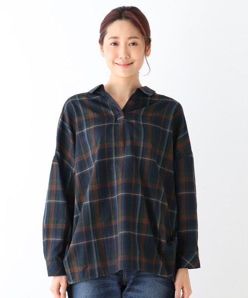 SHOO・LA・RUE（シューラルー）の「◆スキッパードルマンシャツ（シャツ/ブラウス・レディース・ブラウン系2/ベージュ系1/ワイン系3/ネイビー系1・00）」の12枚目の写真