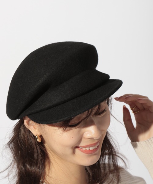 BAYFLOW（ベイフロー）の「フェルトキャスケット（キャスケット・レディース・ブラック/ダークブラウン・FREE）」の2枚目の写真