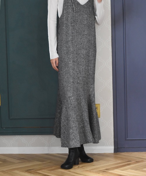 Alley by w closet（アリーバイダブルクローゼット）の「【Alley】起毛ストライプキャミワンピース（ワンピース・レディース・グレー・FREE）」の15枚目の写真