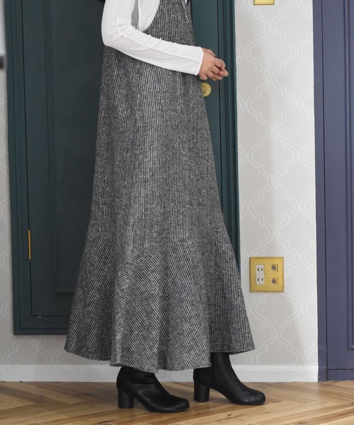 Alley by w closet（アリーバイダブルクローゼット）の「【Alley】起毛ストライプキャミワンピース（ワンピース・レディース・グレー・FREE）」の11枚目の写真