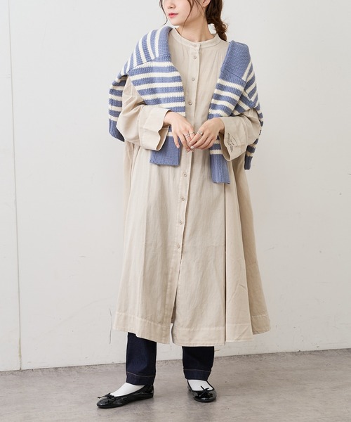 PUAL CE CIN（ピュアルセシン）の「製品染めプリントワンピース（ワンピース・レディース・ベージュ/ブルー/モカ/スミクロ・FREE）」の3枚目の写真