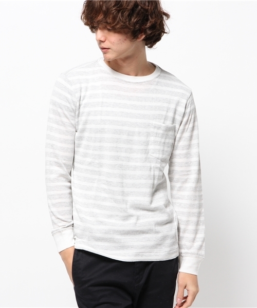 OUTLET(アウトレット)の「【Ciaopanic】ネップボーダー配色ポケTee(Tシャツ/カットソー・メンズ・ネイビー/ホワイト/ブルー・MEDIUM/LARGE)」の2枚目の写真