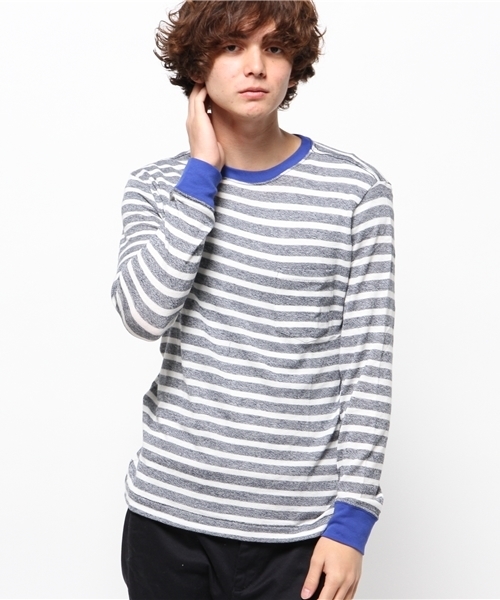 OUTLET(アウトレット)の「【Ciaopanic】ネップボーダー配色ポケTee(Tシャツ/カットソー・メンズ・ネイビー/ホワイト/ブルー・MEDIUM/LARGE)」の1枚目の写真