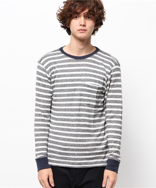 OUTLET(アウトレット)の「【Ciaopanic】ネップボーダー配色ポケTee(Tシャツ/カットソー・メンズ・ネイビー/ホワイト/ブルー・MEDIUM/LARGE)」の9枚目の写真
