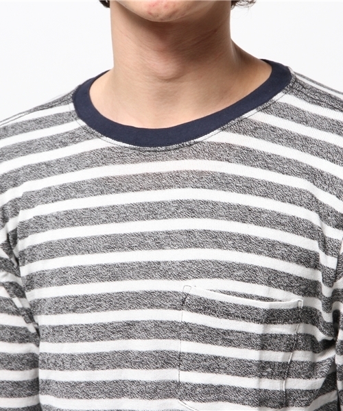 OUTLET(アウトレット)の「【Ciaopanic】ネップボーダー配色ポケTee(Tシャツ/カットソー・メンズ・ネイビー/ホワイト/ブルー・MEDIUM/LARGE)」の5枚目の写真