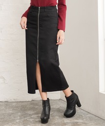 フロントジップストレッチタイトスカート