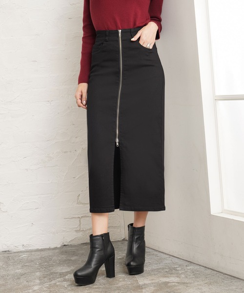 Newlyme(ニューリーミー)の「フロントジップストレッチタイトスカート(スカート・レディース・ブラック・SMALL/MEDIUM/LARGE/X-LARGE/XX-LARGE/X-SMALL)」の3枚目の写真
