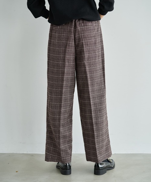 STYLE DELI(スタイルデリ)の「ステッチチェック柄ワイドパンツ(その他パンツ・レディース・ブラック/ブラウン・01/02)」の4枚目の写真