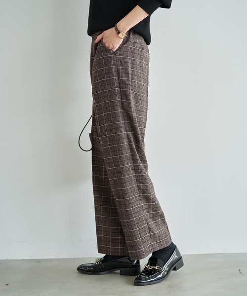 STYLE DELI(スタイルデリ)の「ステッチチェック柄ワイドパンツ(その他パンツ・レディース・ブラック/ブラウン・01/02)」の5枚目の写真